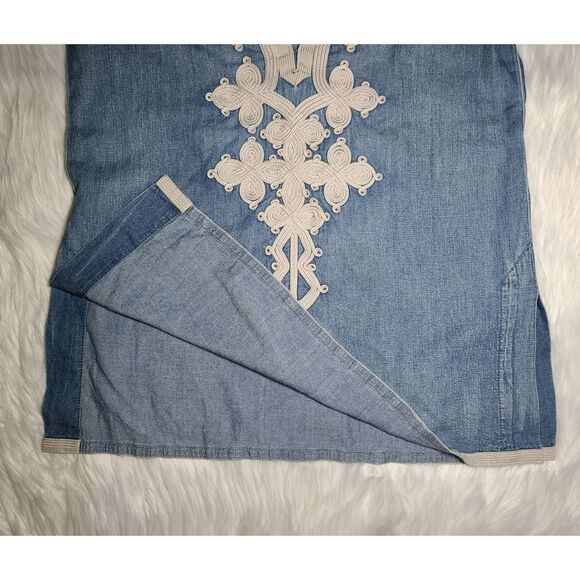 J. Crew|Blue Embroidered Cotton Blend Long Sleeve Tunic Top, 00 - Picture 8 of 9